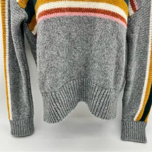 Madewell Unisex Gray and Yellow Crew Neck Sweater with Retro Stripes-Size S thumbnail 3