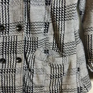 Hurley‎ Women Small Grey Black Plaid Double Breasted Pea Coat Jacket Cotton Knit thumbnail 2