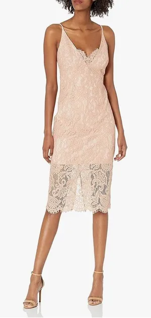 Bardot Nude Blush Lace Midi Dress thumbnail 1
