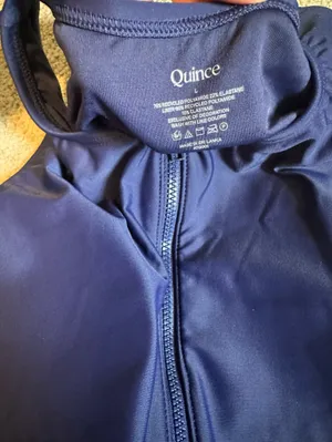 NWT Quince Italian Zip-Front One-Piece Swimsuit deep navy large thumbnail 3
