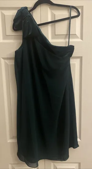 Lauren Ralph Lauren‎ One Shoulder Velvet Bow Dress Womens Size 16 Green Cocktail thumbnail 1
