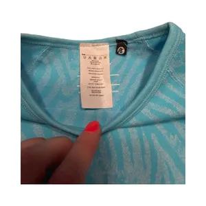 AYBL Animal Seamless Long Sleeve Crop Top‎ Blue Zebra Print Thumbholes Small thumbnail 2
