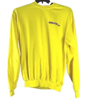 SoulCycle Women's Crewneck Sweater M Bright Yellow Cotton Pullover Made in USA thumbnail 1