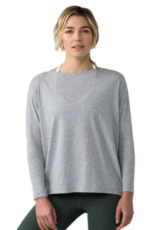 LULULEMON Back In Action Long Sleeve Heathered Light Grey Pima Cotton Women's 8 thumbnail 1