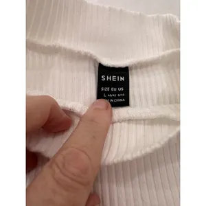 SHEIN Womens White Ribbed Mock Neck Puff Shoulder Long Sleeve Bodysuit Large thumbnail 3