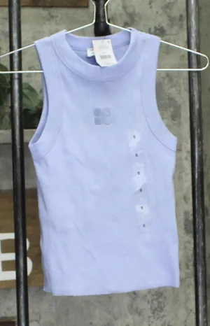 NWT Cotton On Womens Ribbed Logo Sleeveless Shirt Top Frosted Blue S thumbnail 1