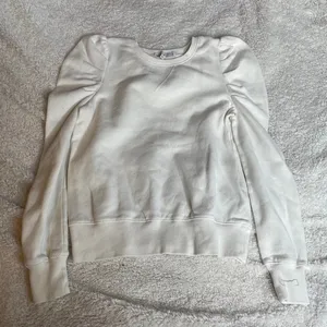 REBECCA MINKOFF XS Extra Small White‎ Puff Shoulder Crewneck Sweatshirt Sweater thumbnail 1