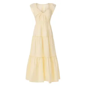 Derek Lam Yellow Tiered Ruffle Midi Dress Size 2 Cotton Cottage Designer $420 thumbnail 7