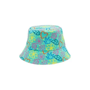Disney parks Stitch Bucket Hat Floral Heart Pattern adult new summer blue cap thumbnail 2