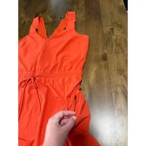 EUC Womens‎ Athleta Savannah Strap Mini Dress athletic orange stretch size L thumbnail 7