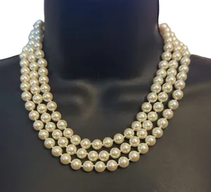 Vintage Carolee triple strand layered faux pearl necklace thumbnail 1