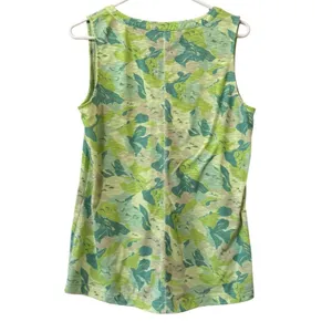 L.L. Bean Women Size M REG Green Sleeveless Tank Top‎ V Neck Stretch Logo Summer thumbnail 2