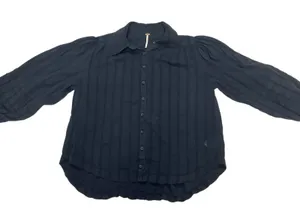 FREE PEOPLE Happy Days Puff Sleeve Cropped Blouse In Black Size Small thumbnail 1
