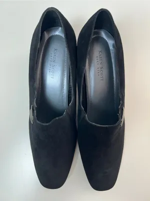 Karen Scott Riley Black Suede Leather Square Toe Block Heel Pumps Size 10M thumbnail 3