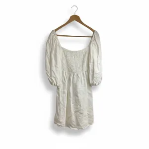 Tuckernuck‎ Dress Annie Smocked Mini Linen in White Size Large thumbnail 2