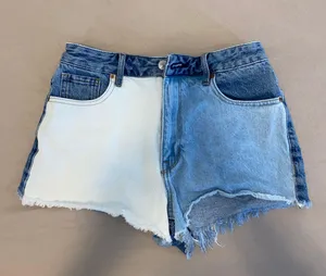 Two-Tone High Waisted Jean Shorts thumbnail 1