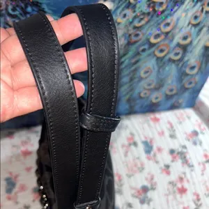 Vintage Coach Sateen Monogram and Leather/Silver Chain Shoulder/Crossbody Bag thumbnail 5