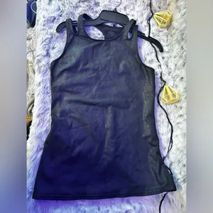 83. Alo Yoga black faux leather tank top xs thumbnail 3