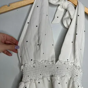 Superdown Women's Emilia Ruffle Halter Mini Dress White + Black Polka Dot Size M thumbnail 3