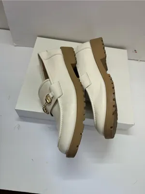 Sincerly Jules White Leather Loafers with Gold Horsebit thumbnail 4