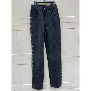 VTG Lawman Bareback Western Jeans High Rise Relaxed Fit Side Button Black Sz 5 thumbnail 3