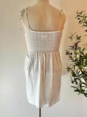Aeropostale White Eyelet Tie-Shoulder Mini Sundress thumbnail 3