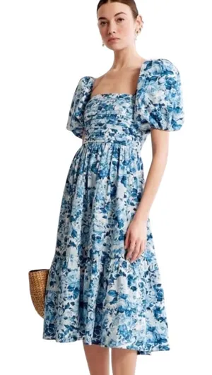 Abercrombie & Fitch Emerson Blue Floral Midi Dress Size XS thumbnail 1