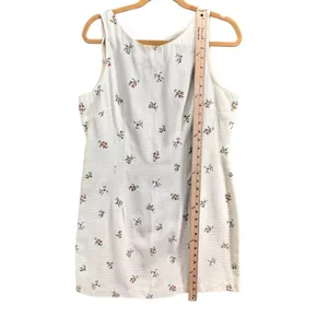 Vintage Boulevard De Paris Dress 14‎ White Linen Floral Texture Cottage Feminine thumbnail 8