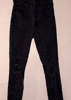 Aeropostale Washed Black Skinny Jeans with Knee Distress thumbnail 1