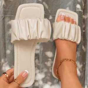 Forever 21 Beige/White Ruched Sandals thumbnail 1