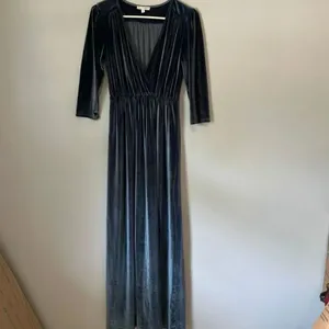 Baltic Born Sofia Velvet Slate Blue half sleeve maxi dress Small #784 thumbnail 2