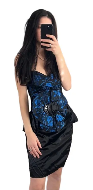 Gunne Sax Jessica Mc Clintock bust black / blue dress size 6 thumbnail 1