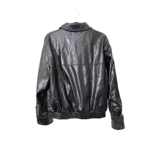 ZARA Faux Leather Bomber Jacket Black X-Small thumbnail 3