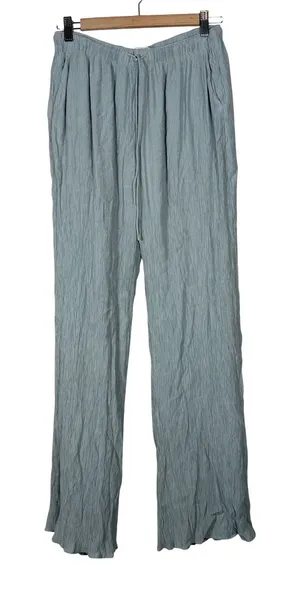 Abercrombie Fitch Womens Light Blue‎ Crinkle Wide Leg Drawstring Pants Size M thumbnail 1