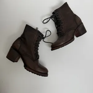 Freebird Cavalier Boots Combat Leather Lace Up Lugged Boho Western Brown Green thumbnail 5