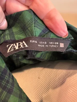 Zara Blue Green Plaid Drape Neck Blouse Shirt Top Preppy Lightweight S thumbnail 7
