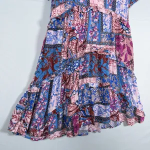 Anthropologie‎ Size-S Robin Mini Dress Blue Pink Paisley Patchwork thumbnail 9