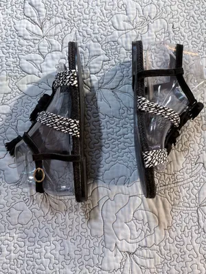 Anthropologie Fringed Rope Tassel Sandals Black White Woven Boho Sandals Sz 8💛 thumbnail 5