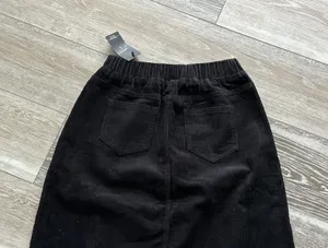 NWT Chartou Collection Sz 8 Black Corduroy Skirt Pull On Elastic Waist thumbnail 7