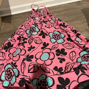 Zara Pink Black Floral Cotton Poplin‎ Midi Dress Size S thumbnail 9