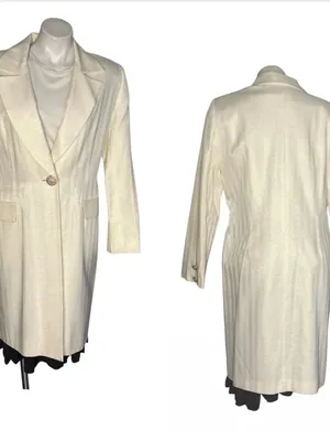 LILY & TAYLOR Ivory Blazer Coat Longline Crystal Buttons Shimmer Fabric Size 14 thumbnail 12