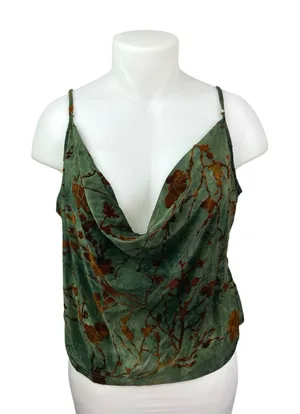 Cider Women's Green Tie Dye Floral Cowl Neck Sleeveless Cami Camisole Tank 4XL thumbnail 1