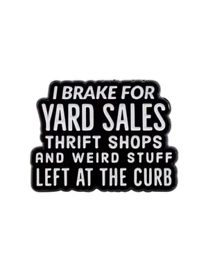 YARD SALES THRIFTING Backpack Lapel Enamel Pin NEW thumbnail 2