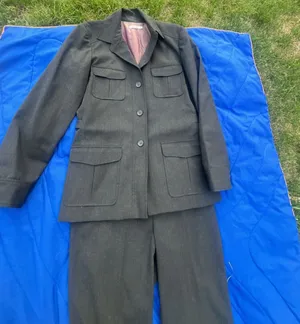 New Frontier Vintage Women's Gray Safari Style Pant Suit Jacket Pants Size 6 thumbnail 3