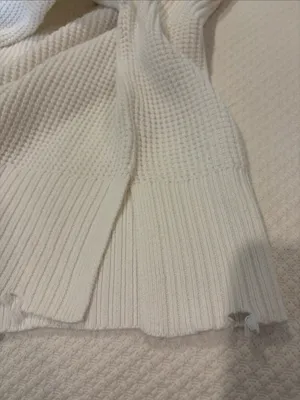 Pistola White Distressed Waffle-Knit Crewneck Sweater thumbnail 7