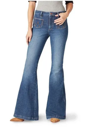 Wrangler Retro High-Rise Flare Jeans Trumpet Bootcut Western bareback hippie bell bottom thumbnail 1
