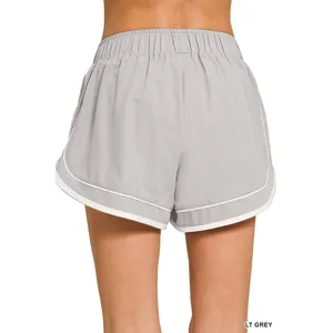 Zenana Soft Woven Lined Dolphin Shorts - Lt. Grey - Large thumbnail 2