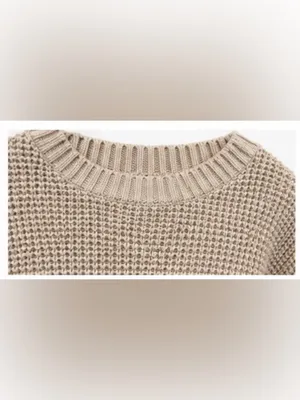 Duluth Trading Co Heritage Shaker Stitch Sweater Size L Beige thumbnail 5