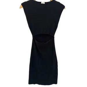 Wilfred Free Cutout Ribbed Mini Dress Black Sleeveless Bodycon Aritzia S LBD‎ thumbnail 3