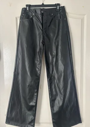 Black ZARA Faux Leather Pants thumbnail 1